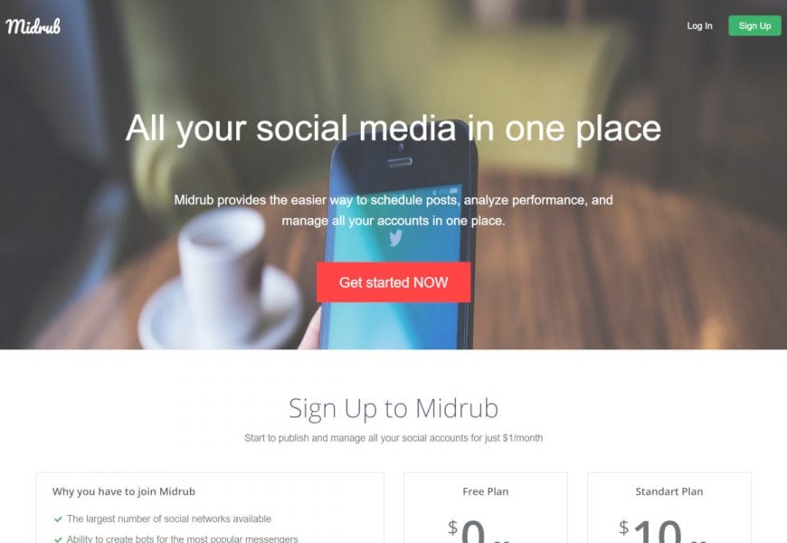 All in one Social Media dashboard called Midrub