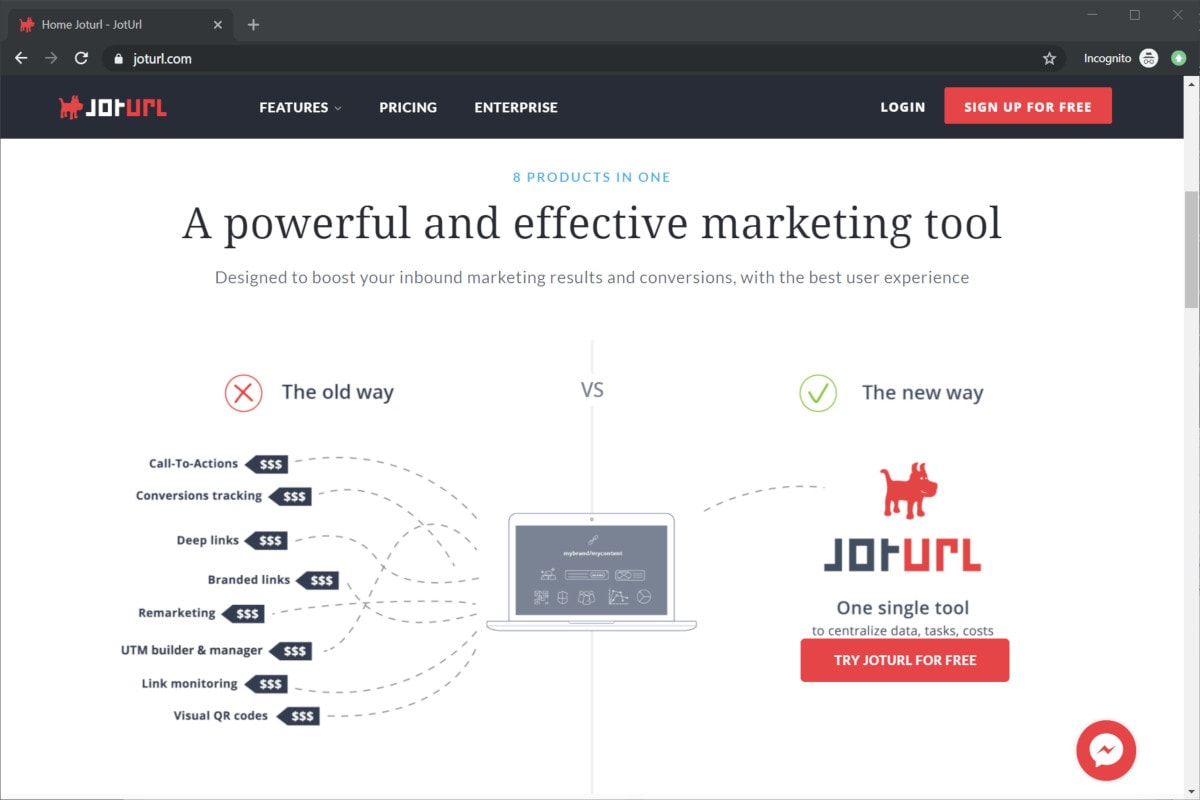 URL shortening tool with jotURL